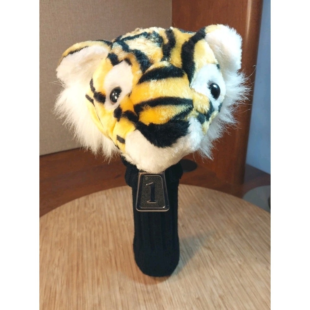 Tiger #1 Golf Club Long Neck Head Cover Wood Driver Plush Orange Black White